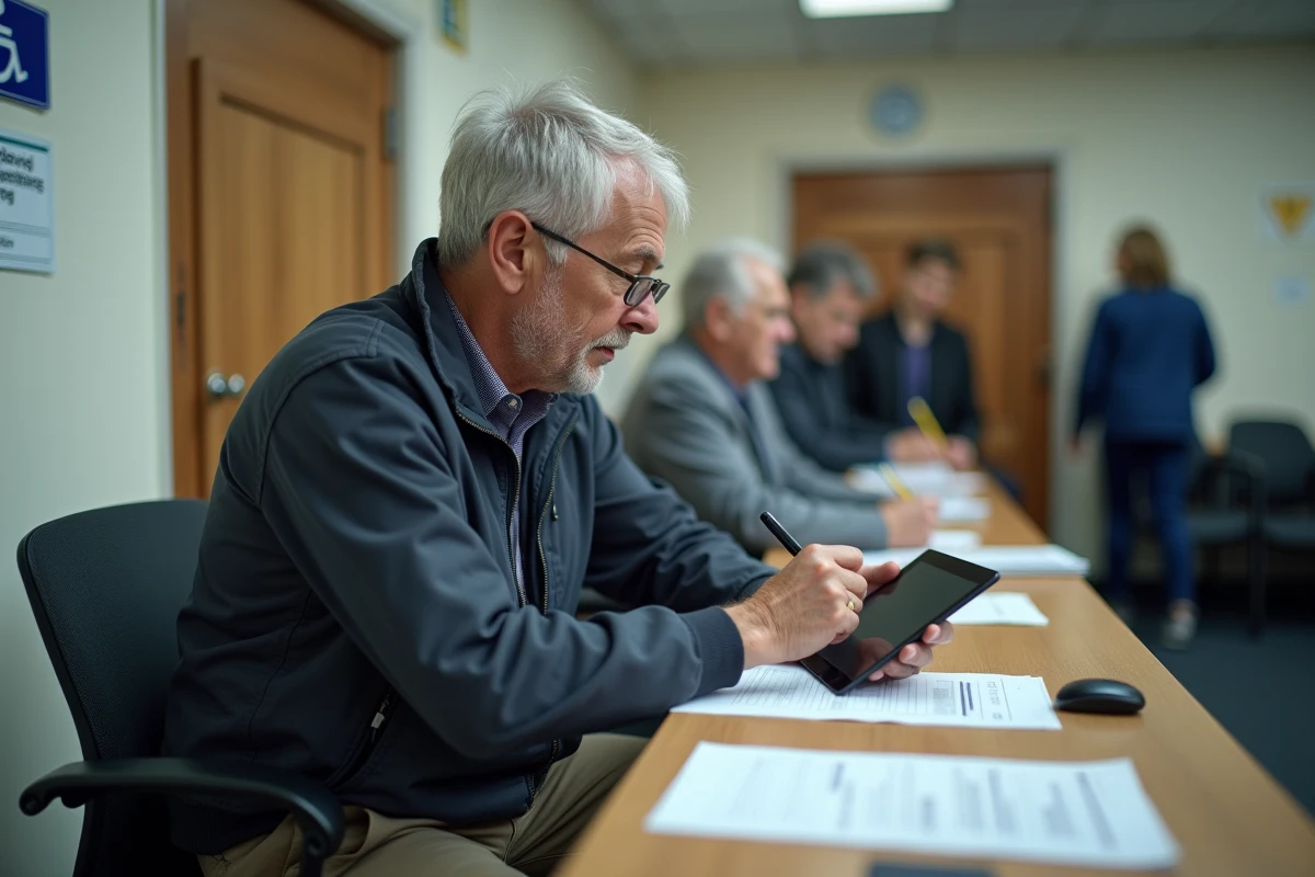 Homme remplissant un formulaire d